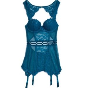 Victoria secret ,blue slide on lingerie w/ garter.